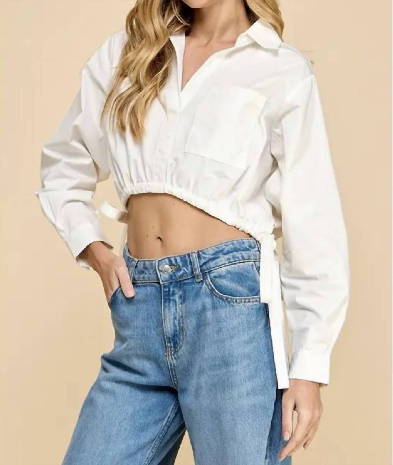 Tcec - Long Sleeve Cropped Poplin Shirt