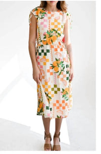Never a Wallflower Oranges Cinch Waist Dress in citrus - women's dress