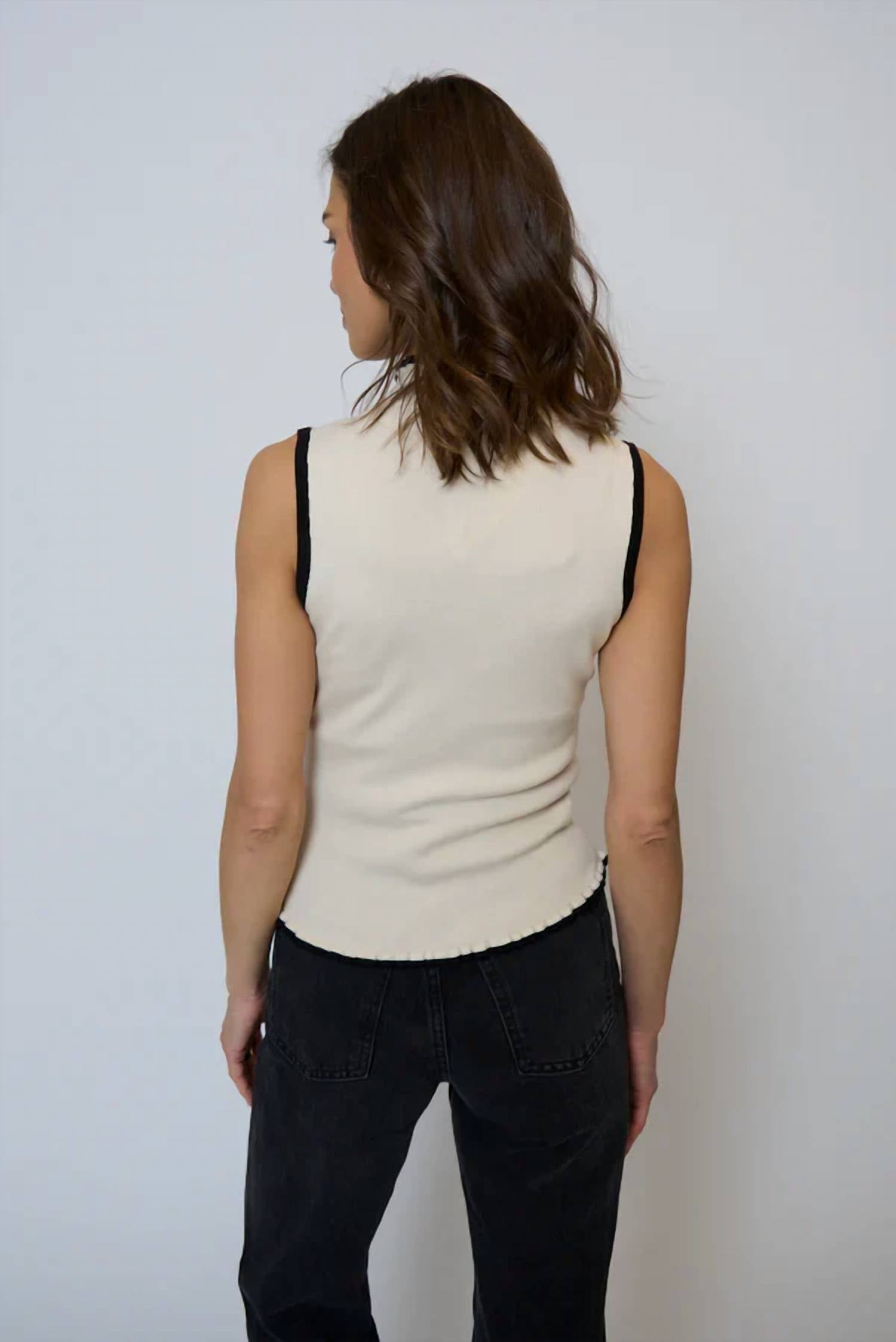 Central Park West - Isla Sleeveless Ruffle Neck Tank Top