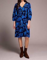 Tribal - Printed Jacquard Embroidered V-neck Midi Dress