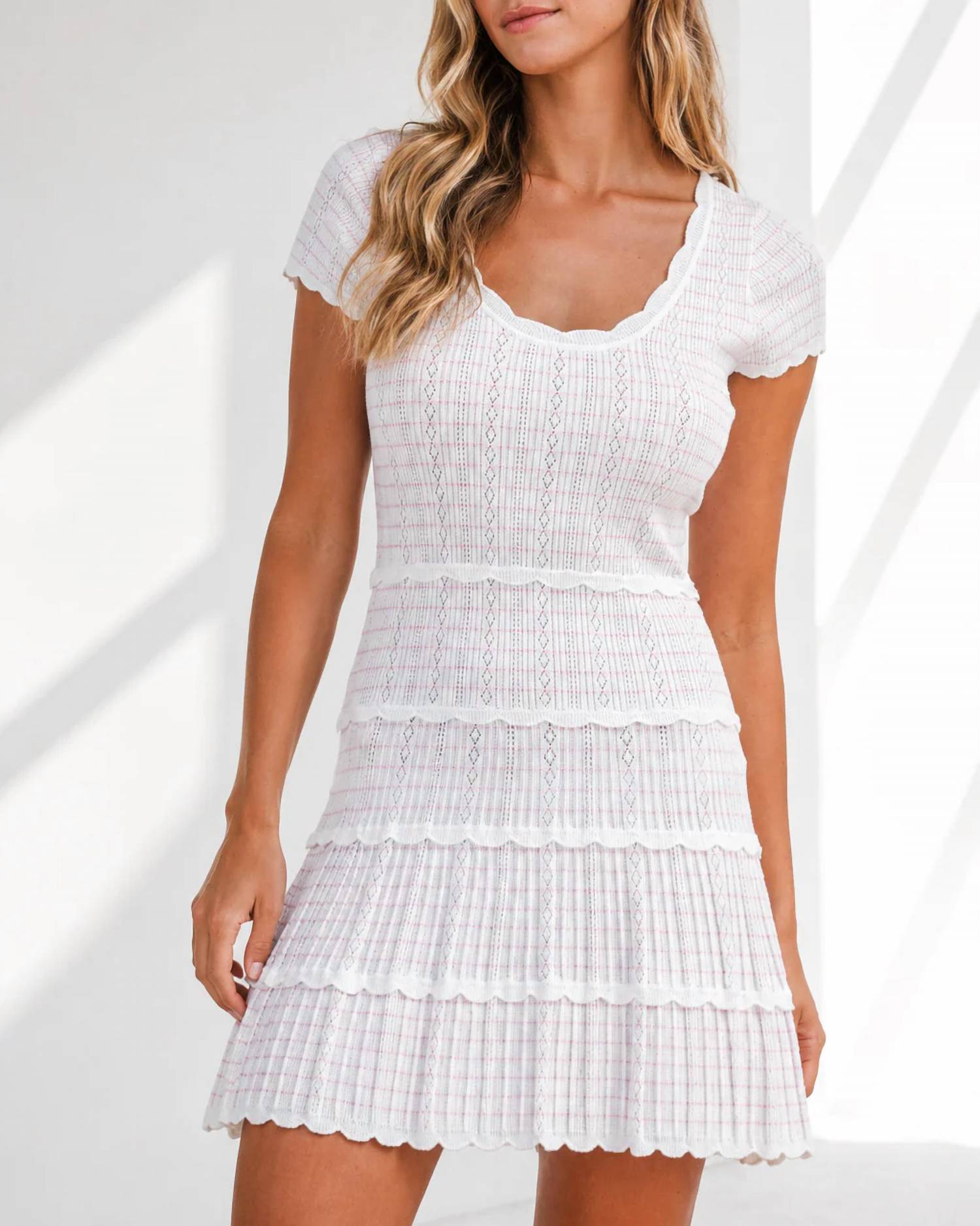 Mable - Anna Scallop Detail Knitted Mini Dress