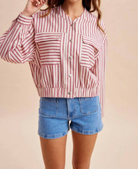 Anniewear - Striped Bomber Jacket