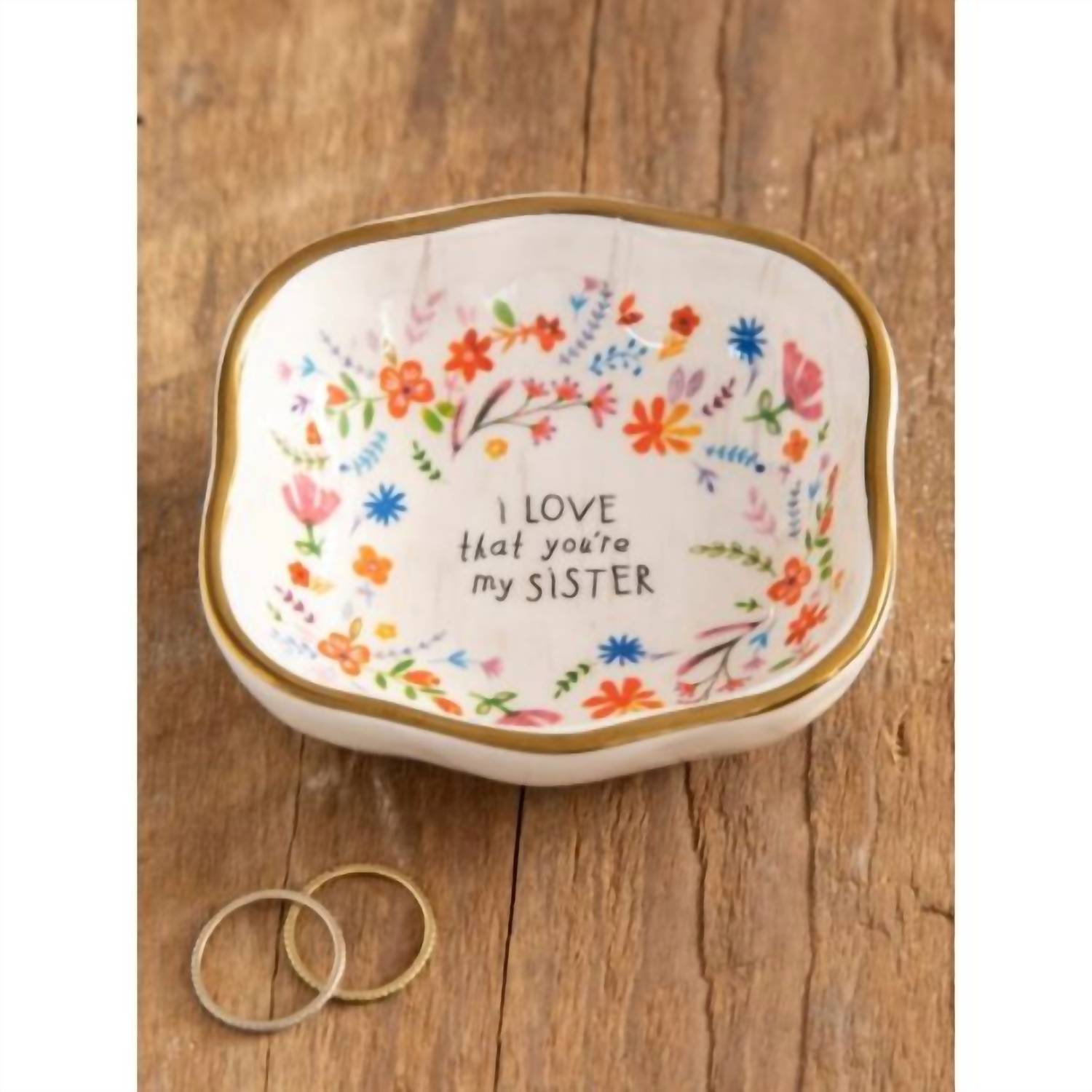 Natural Life I Love That You’re My Sister Trinket Dish in white - item - detail view