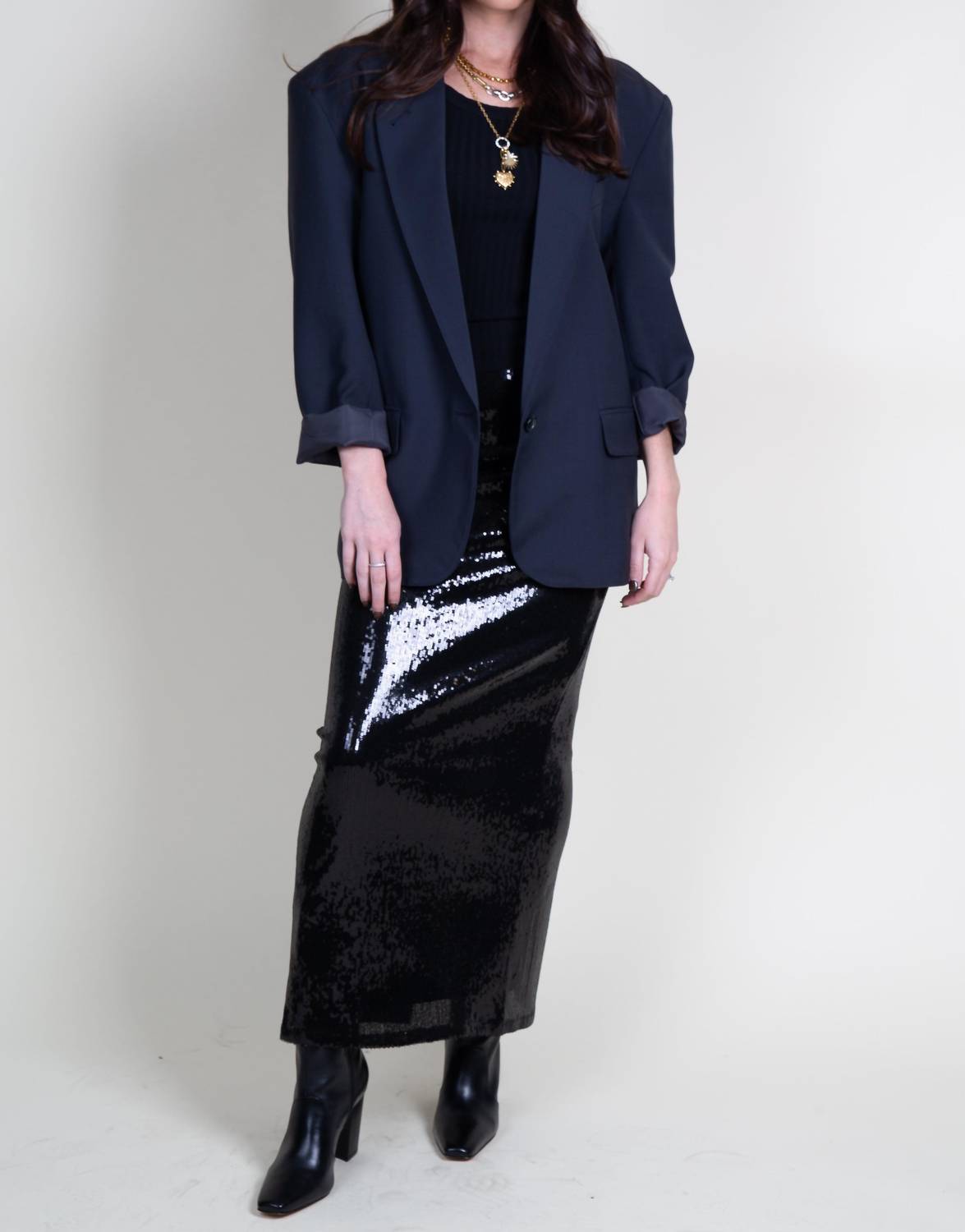 Lna - Elettra Sequin Column Maxi Skirt