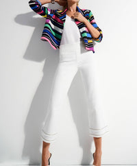 Joseph Ribkoff Straight Crop Pull-on Jeans With Beading in white - women's jeans - alternate view