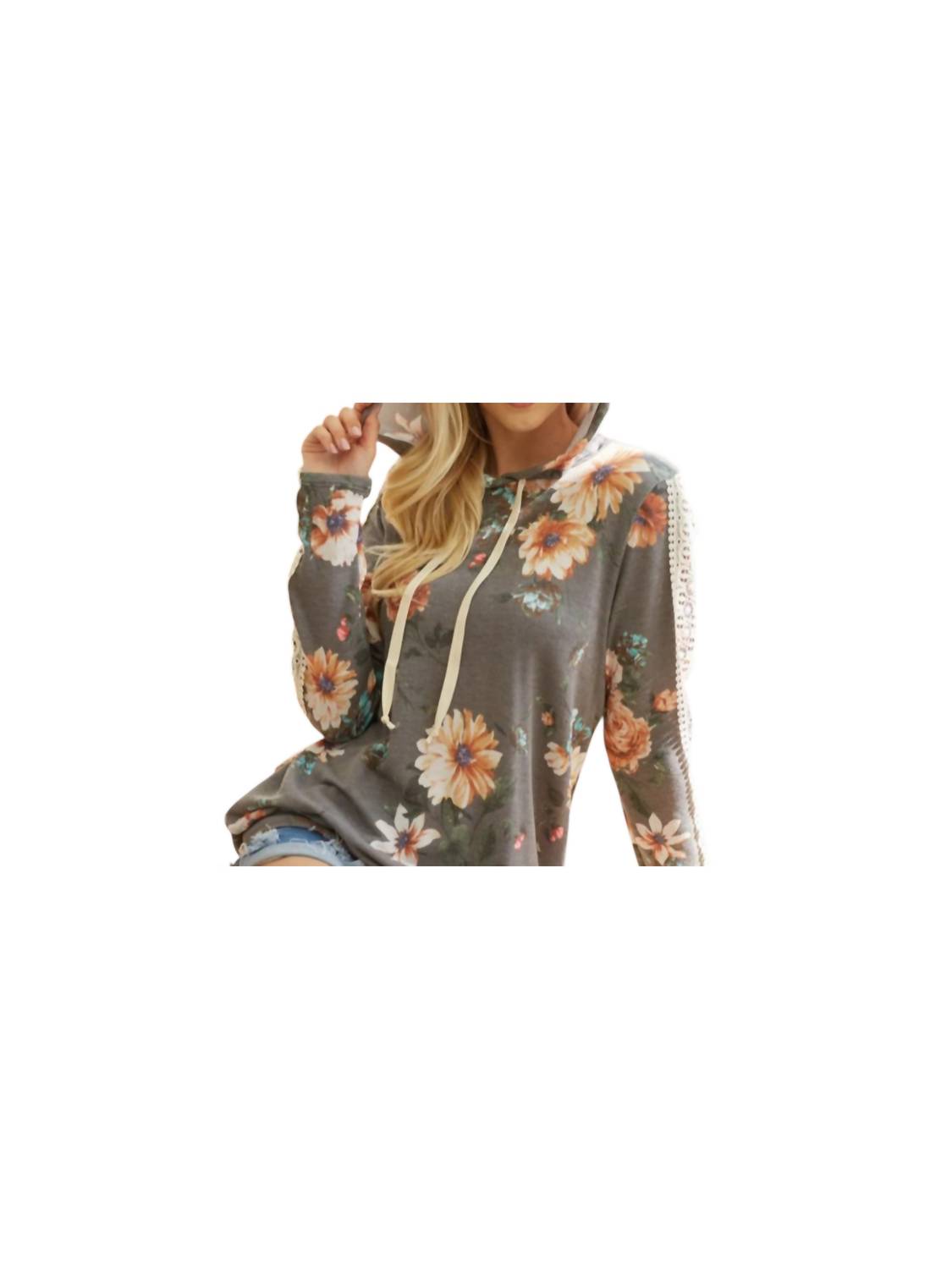 7Th Ray - Floral Lace Hoodie
