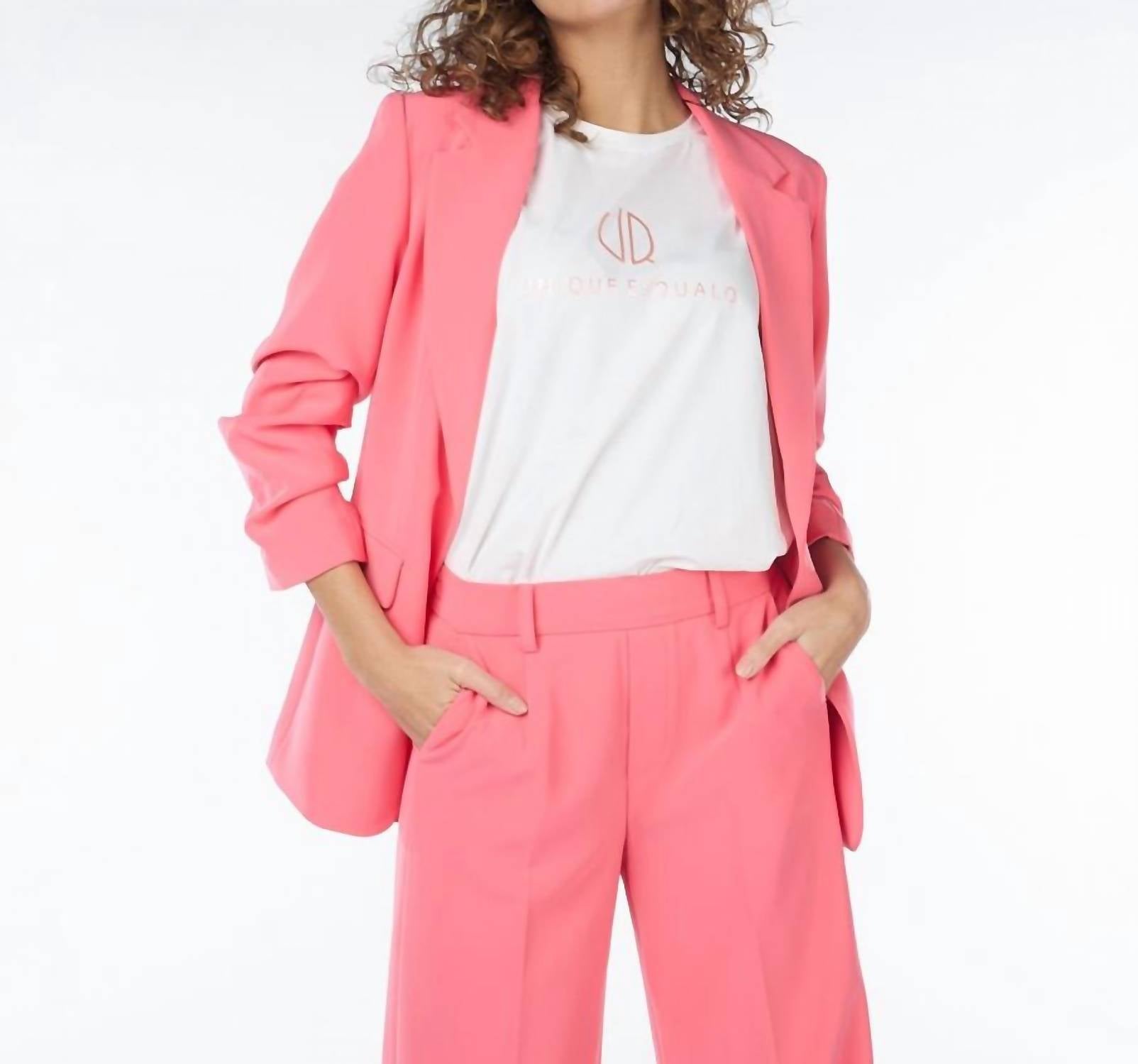 ESQUALO Brigitt City Three Quarter Sleeve Blazer in strawberry - women's jacket