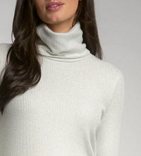 Elan - Metallic Foldover Turtleneck Sweater
