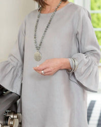 ARTE ITALICA Bella 3/4 Sleeve Top in grey - women's blouse - detail view