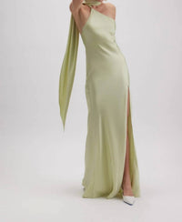 Fore Collection - Asymmetric Halter Drape Scarf Maxi Dress