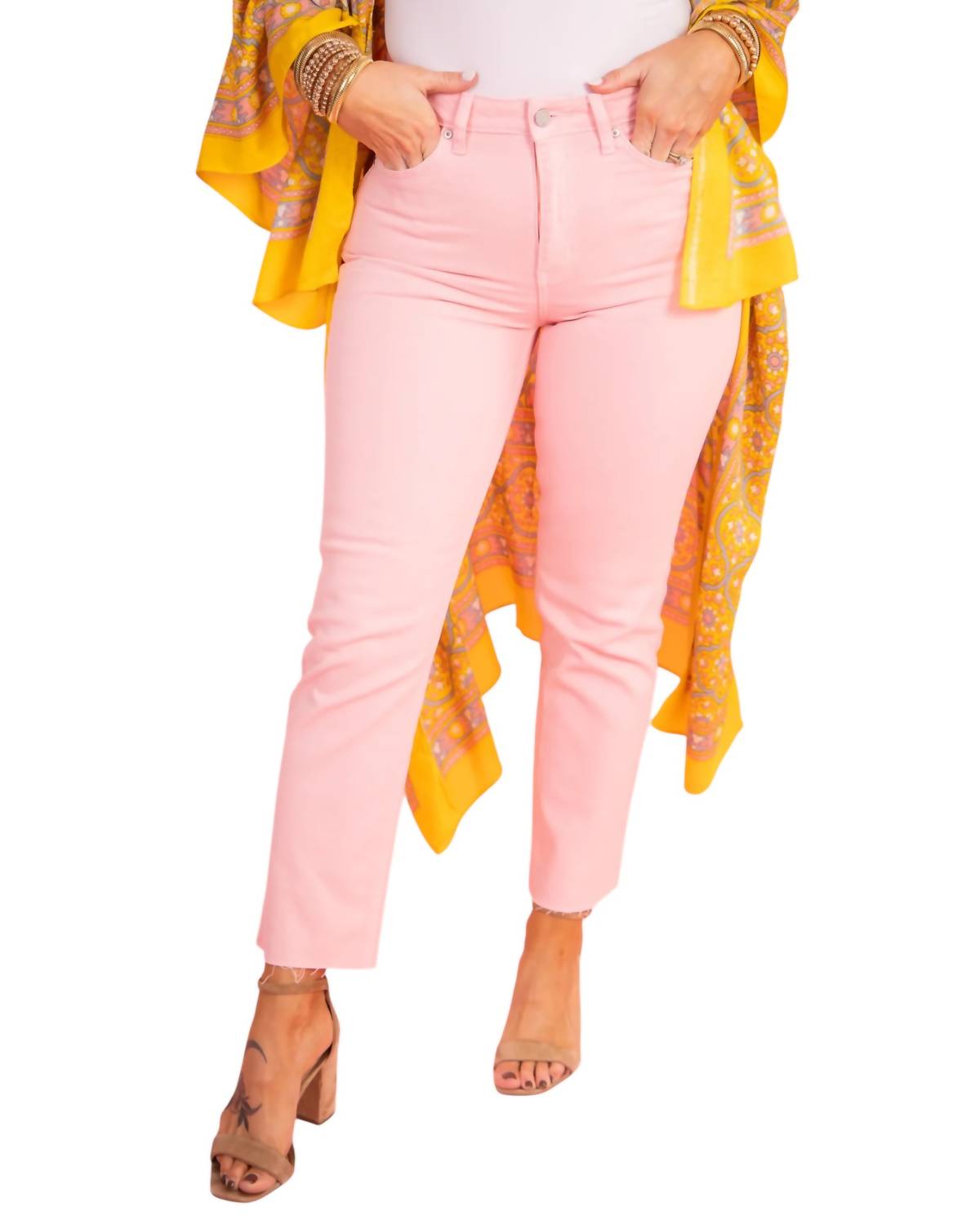 Just Black Denim - Cut Off Cropped Straight Leg Jeans