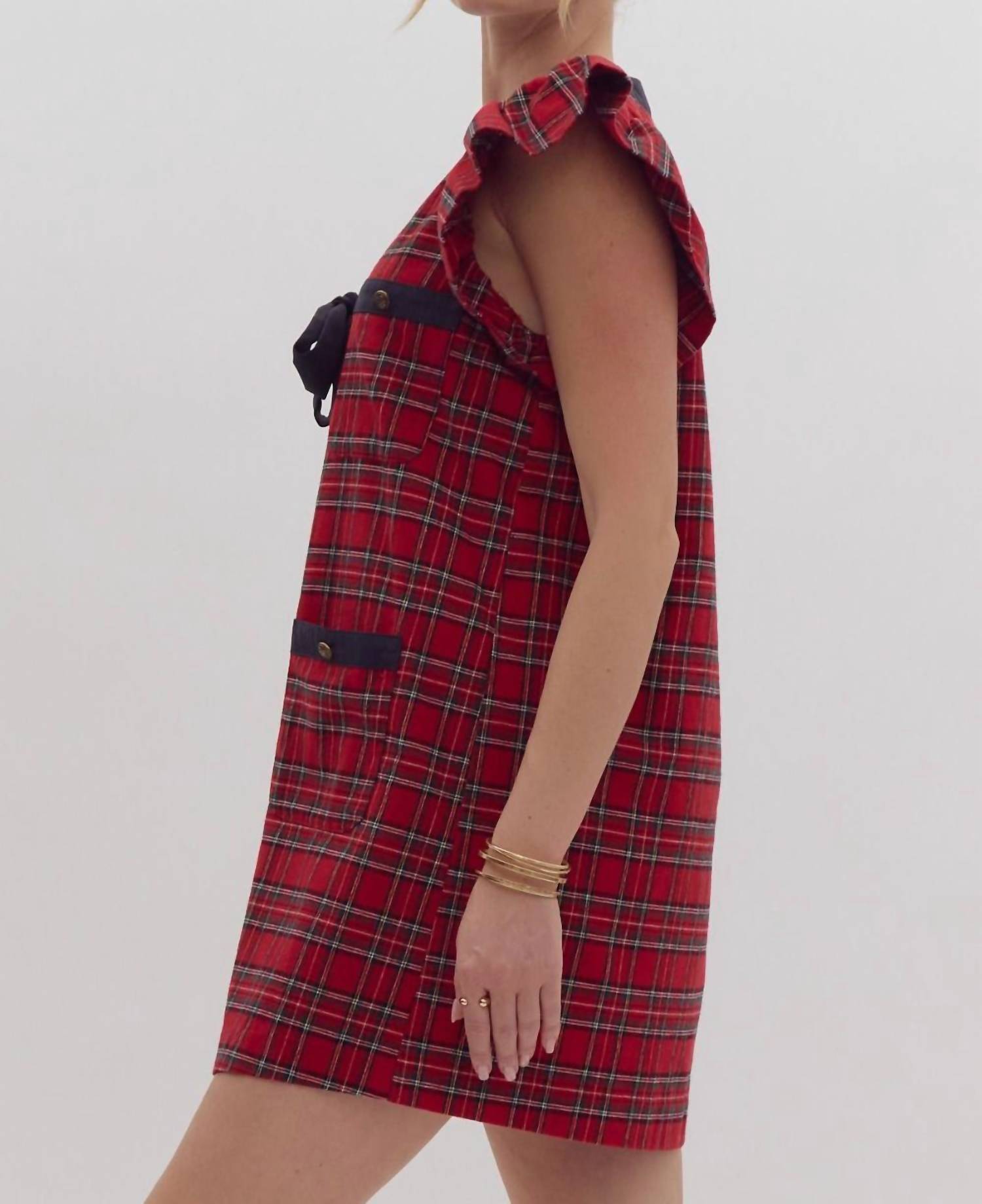 entro Joy Mini Dress in red - women's dress - alternate view