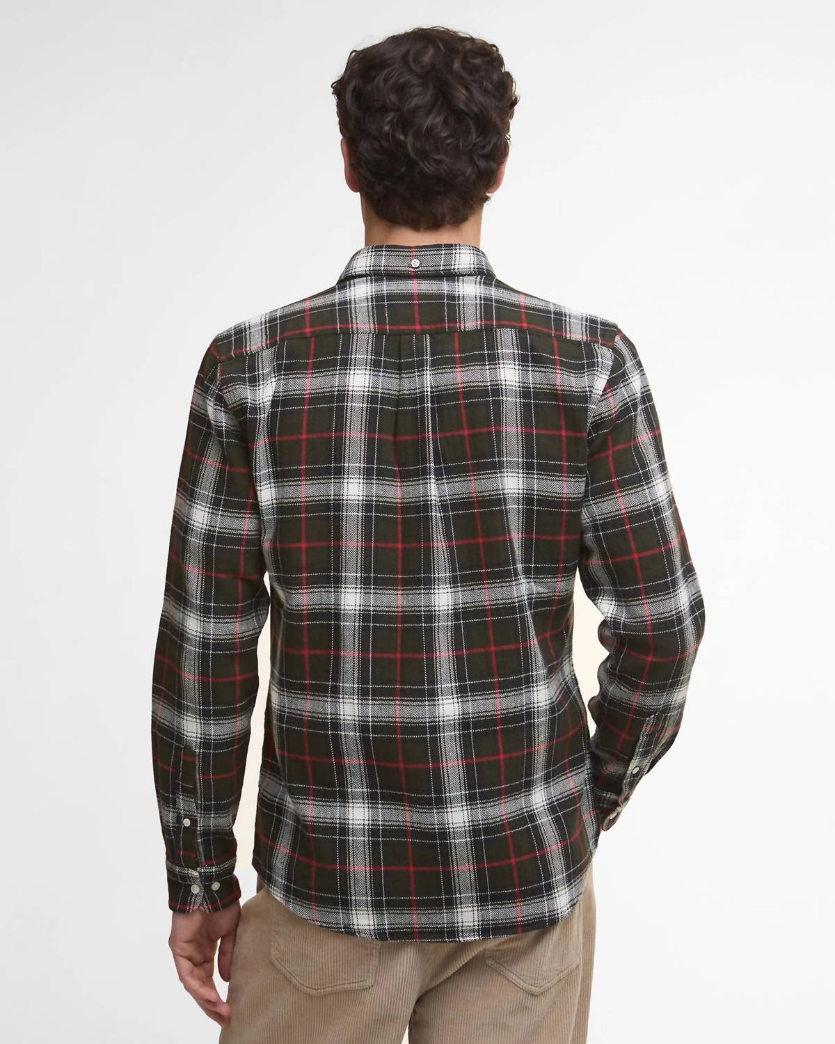 Barbour Whernside Tailored Checked Shirt in olive - men's long sleeve top - alternate view