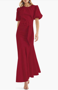 SACHIN & BABI Camila Asymmetric Hem Belted Dress in dark red - women's dress