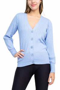 Cyrus - V-neck Button Down Long Sleeve Knit Cardigan