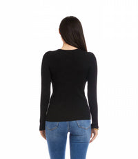 Karen Kane - Hana Henley Ribbed Crewneck Sweater