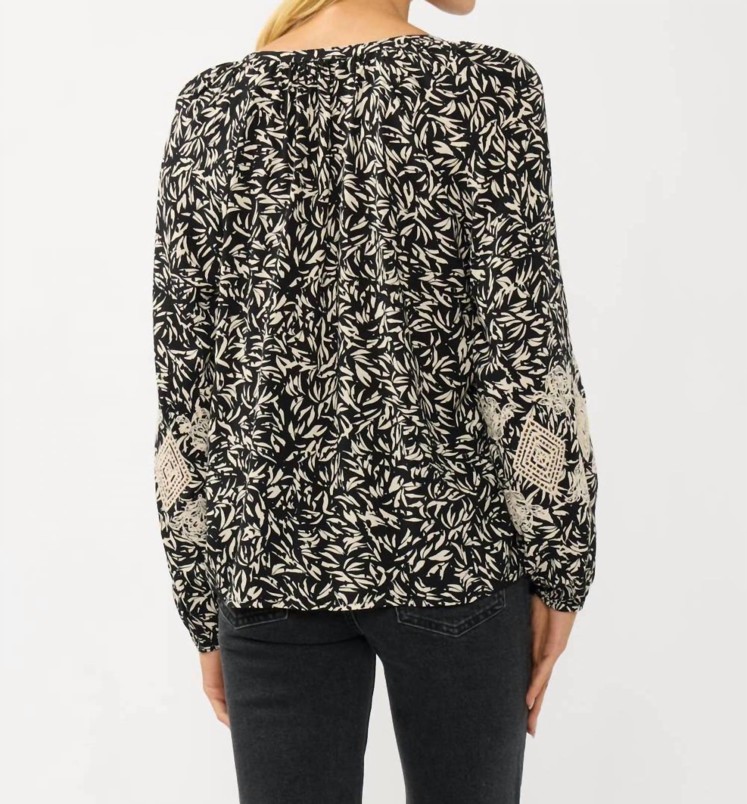 Lovestitch - Embroidered Cuff Raglan Blouse