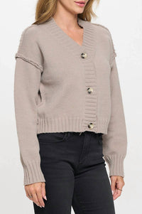Reneec. - Thick Knit Long Sleeve Cardigan with Buttons