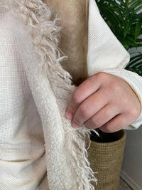 Very J - Sherpa Suede Boho Vest With Faux Fur