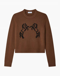 White + Warren - Cashmere Blend Horse Embroidered Crew Sweater