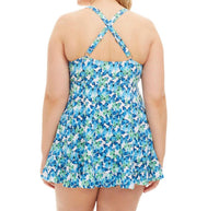 Always For Me - Blue Plus Size Two Piece Flutter Swimdress Set