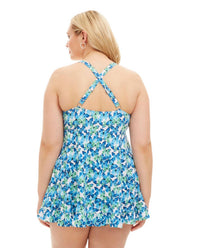 Always For Me - Blue Plus Size Two Piece Flutter Swimdress Set