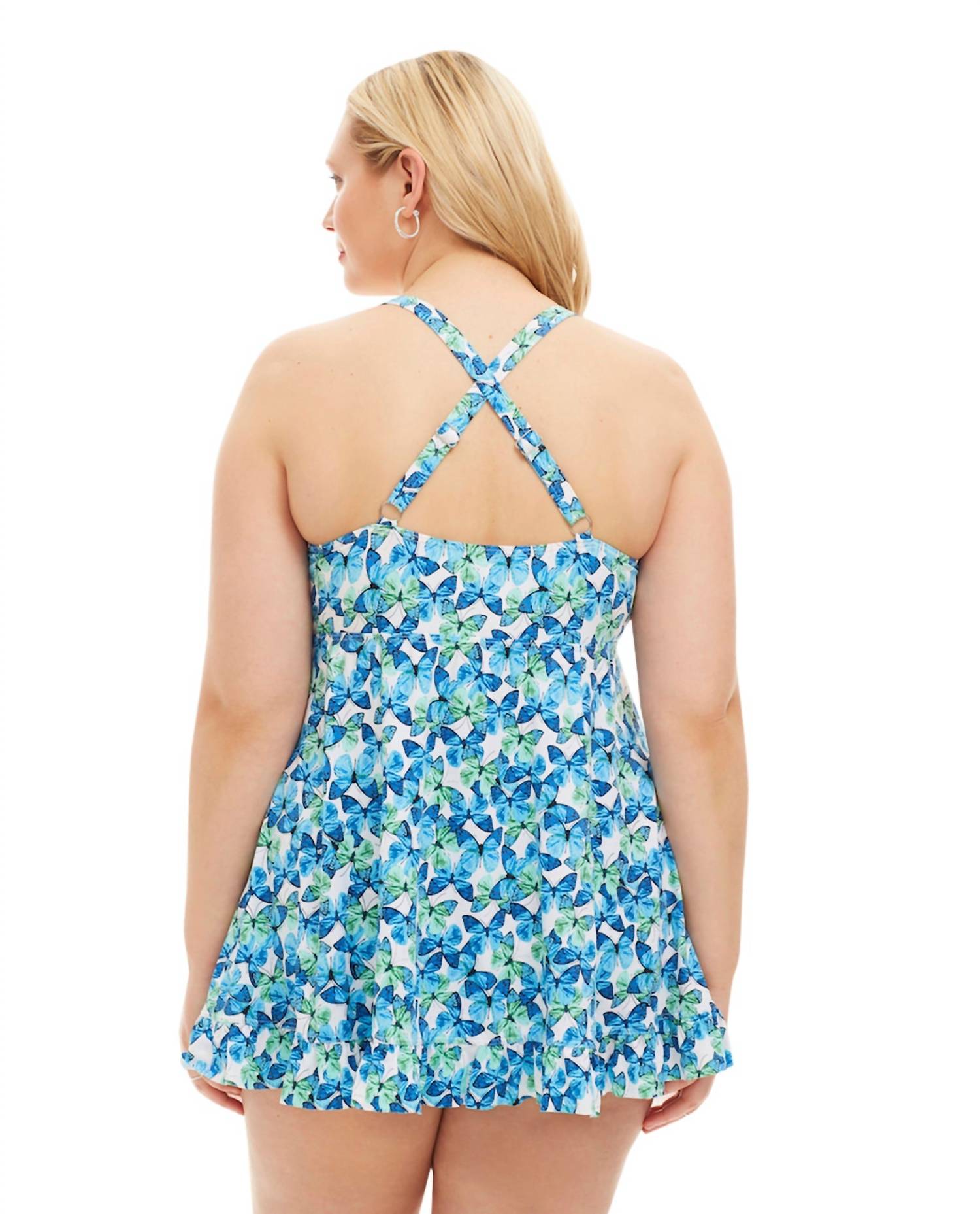 Always For Me - Blue Plus Size Two Piece Flutter Swimdress Set