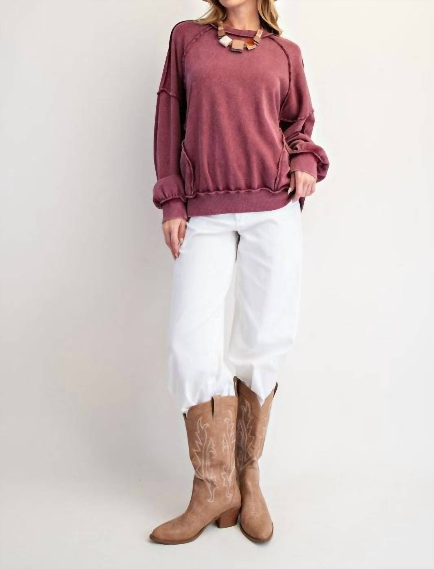 Easel - Cut Out Mineral Washed Pullover