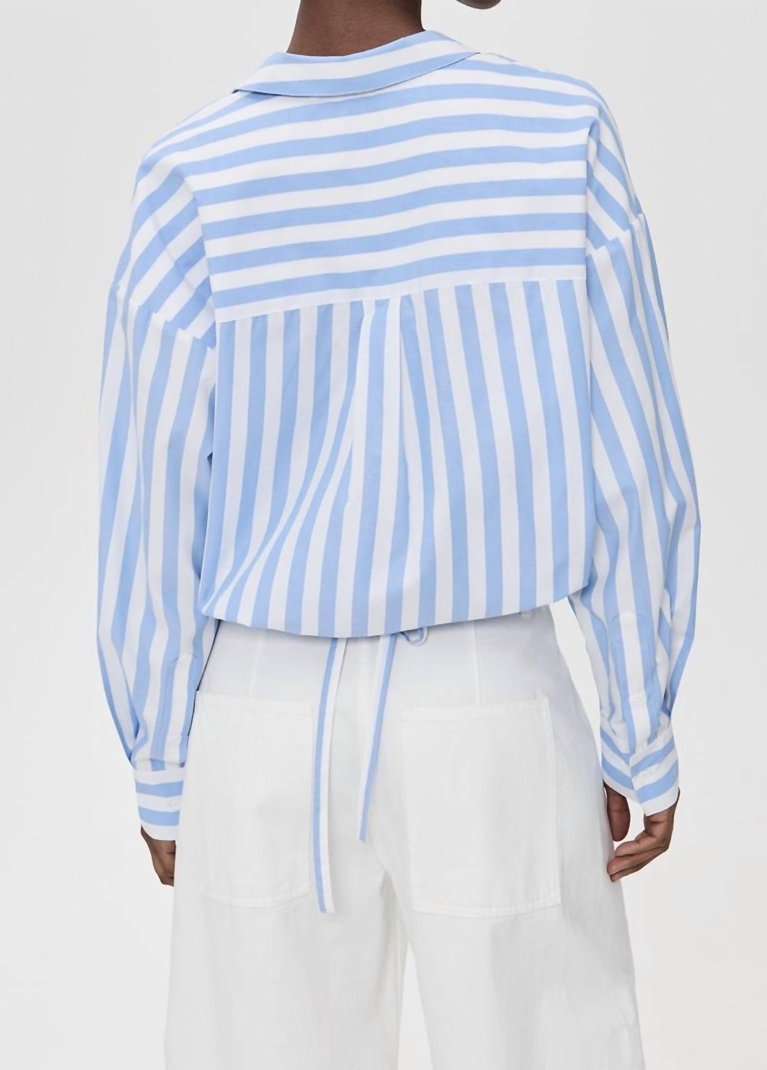 Essentiel Antwerp - Striped Wrap - effect Blouse Shirt - blouses - blue - clothing