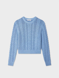 White + Warren - Women's Fine Cotton Boucle Striped Crewneck Sweater