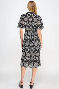 Ellison - Eyelet Elegance Midi Dress