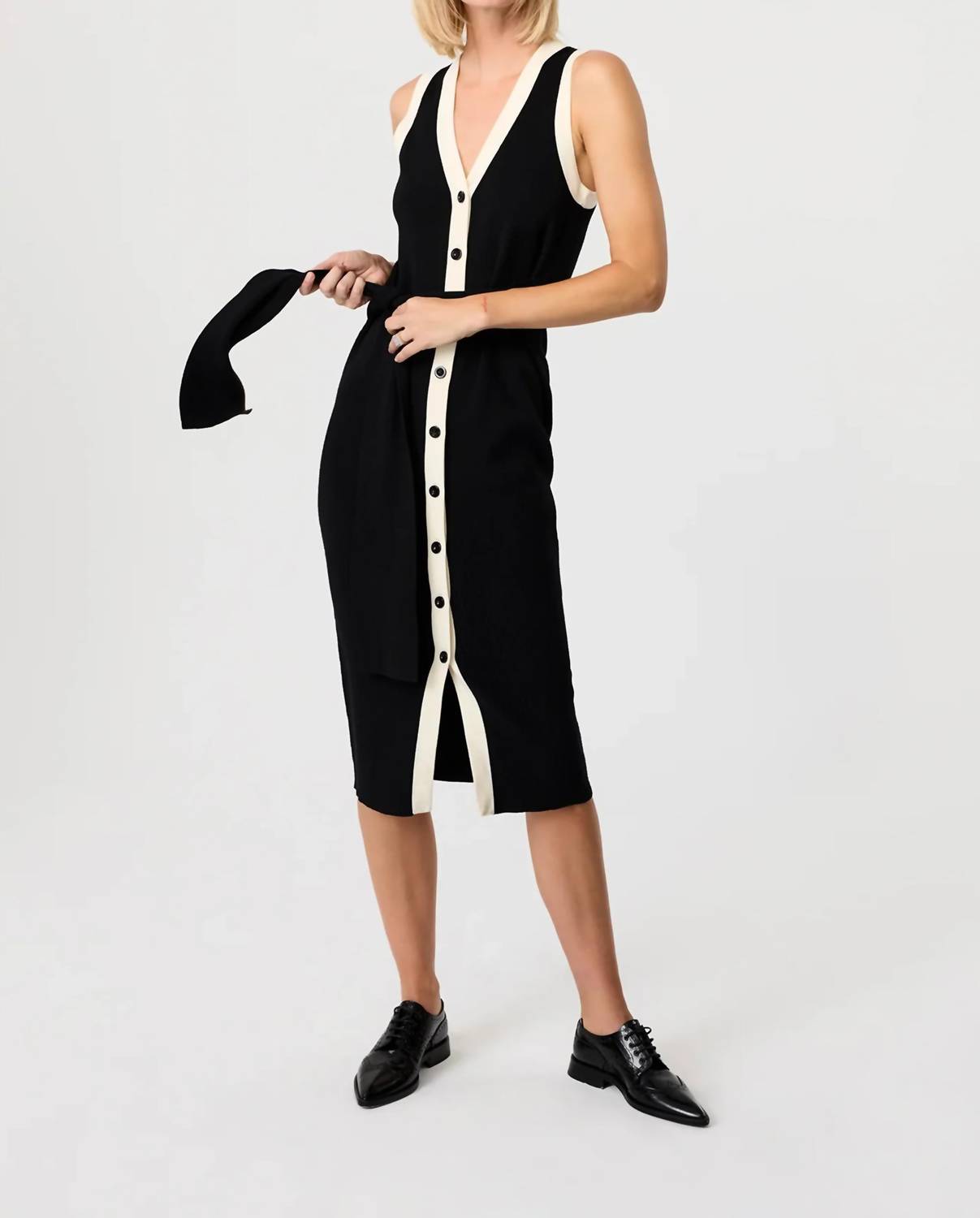 Toccin - Victoria Sleeveless Tie-front Midi Dress