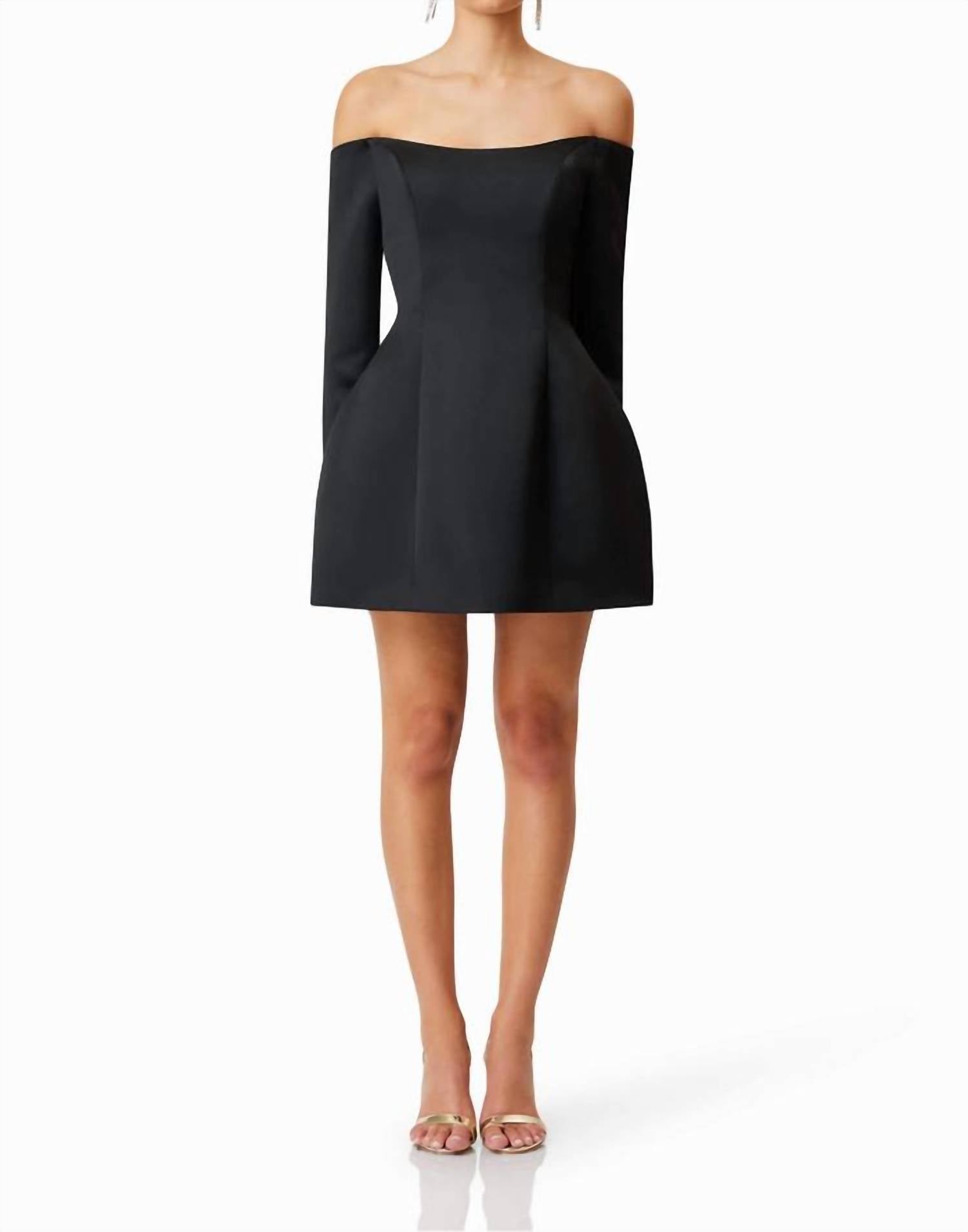 Elliatt Vida Off The Shoulder Long Sleeve Cocktail Minidress in Black at Nordstrom, Size Medium