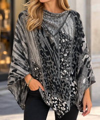 Rapti Fashion - animal print cashmere poncho