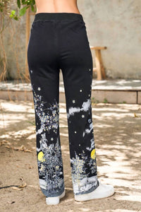 PAPARAZZI Stretch Bamboo Print Lounge Pant in black - women's pants - detail view
