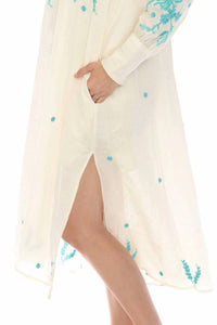 Johnny Was Miel Henley Shirt Dress in ecru - women's dress - view 5