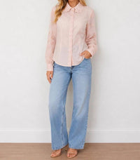 Elie Tahari - LONG SHEER SLEEVES EMBROIDERED FLOWERS BLOUSE