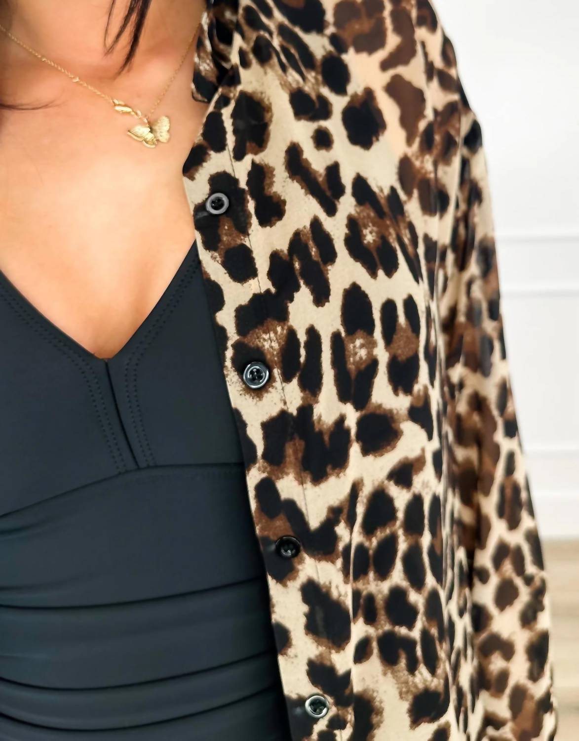 Jess Lea - Sheer Long Sleeve Button Up Tunic Top