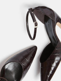 Le Monde Béryl Women's Victoria Croc Embossed Pump in brown - women's heels - alternate view