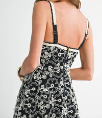 Eb Luxe - Embroidered Mini Dress