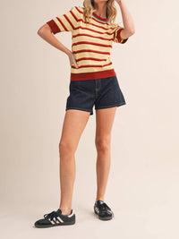 &merci Striped Short Sleeve Sweater in blue iris - women's sweater - view 7