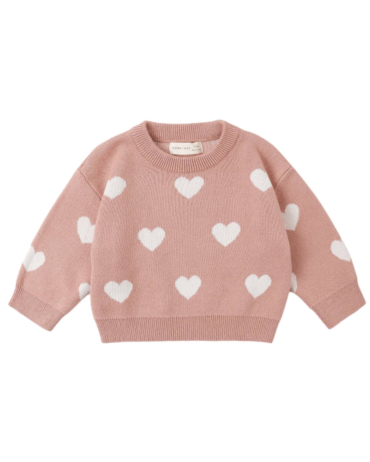 Quincy Mae - Kid's Heart Knit Sweater
