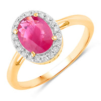 Diana M Jewels Women's Oval Natural Ruby Fashion Ring (1.83 Ct) - Classic in 14k yellow gold - women's jewelry
