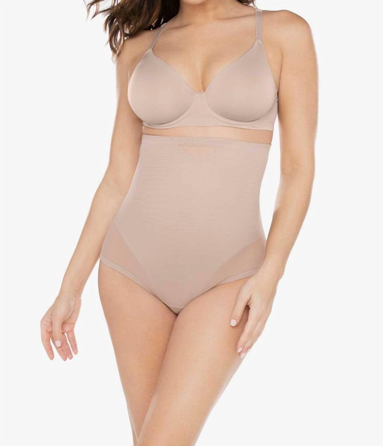Miraclesuit Sexy Sheer Shaping Extra Firm Control High Waist Thong in stucco - women's intimate