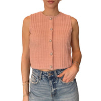 Sunday Edition - Round Neck Sleeveless Button Open Knit Top