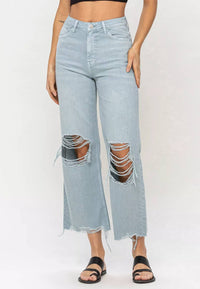 Vervet By Flying Monkey - 90’s Vintage Crop Flare With Distressing Jeans