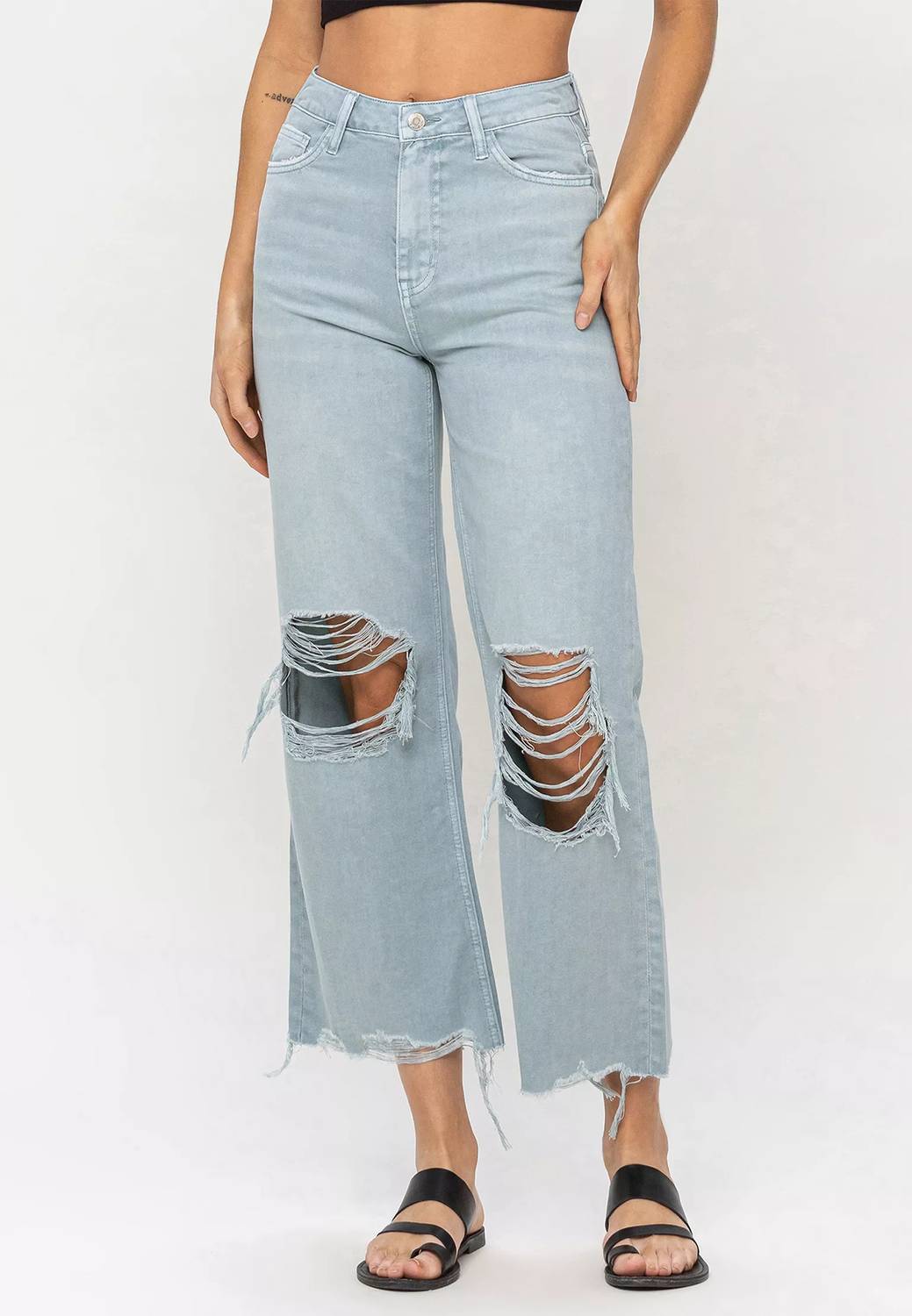 Vervet By Flying Monkey - 90’s Vintage Crop Flare With Distressing Jeans