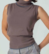 sundays Fleurine Sleeves Top in mocha - women's tank top