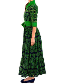 GRETCHEN SCOTT Little Bo Peep Maxi Dress in la di da navy kelly - women's dress - detail view