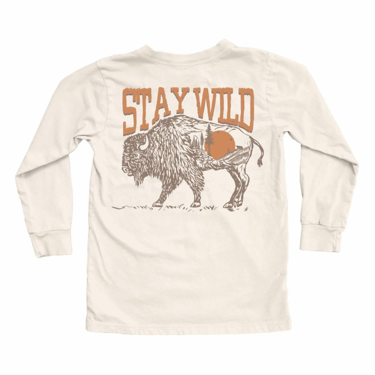 TINY WHALES Kid's Stay Wild Long Sleeve Tee in natural - kids' long sleeve top - detail view